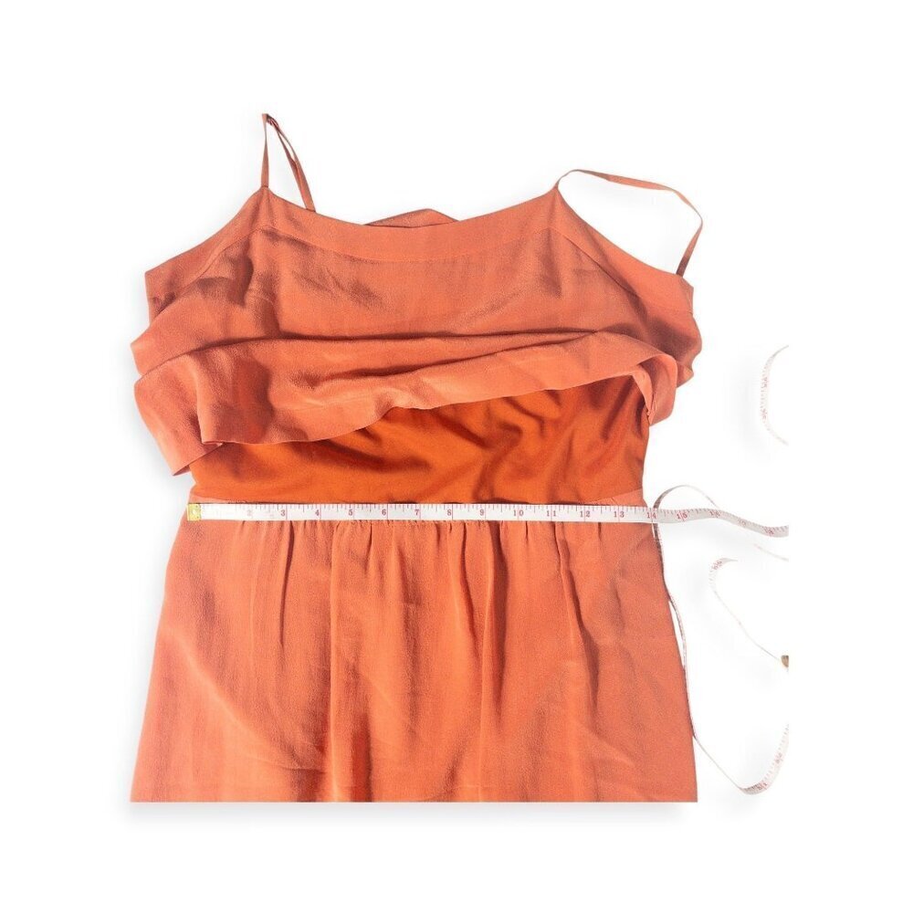 Madewell Orange 100% Silk Dress SZ 4 Cottagecore Slip - Picture 6 of 7